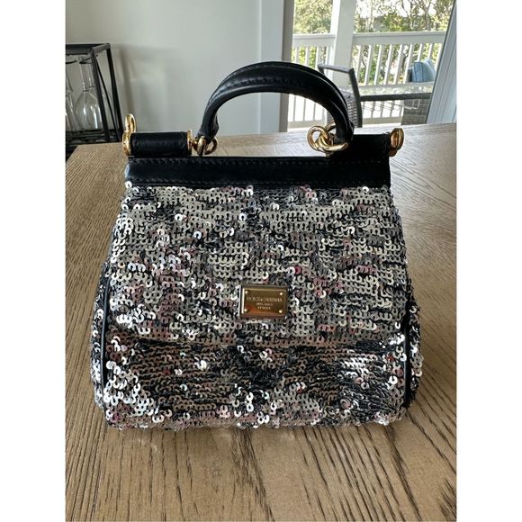 Dolce & Gabbana Black and Silver Sequin Mini Bag - Picture 1 of 9